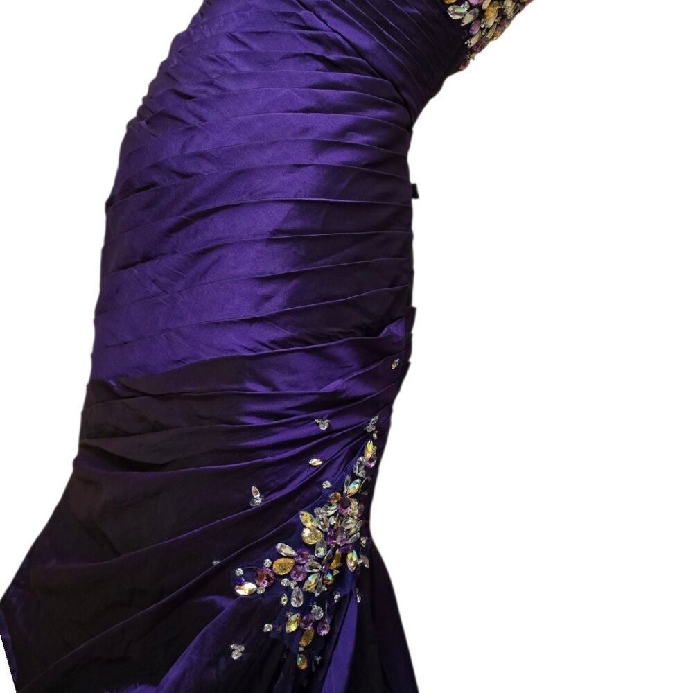 🏷️NWT  -  MORI LEE Dark Purple Strapless Prom Gown sz 8  -  NWT🏷️ - Picture 6 of 13